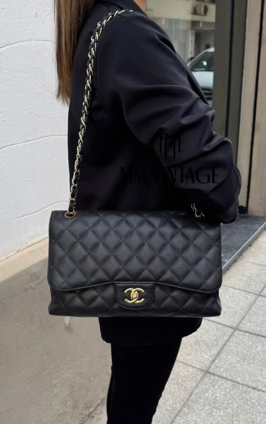 Borsa Timeless Jumbo hw oro caviar doppia patta Chanel