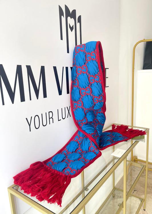 Sciarpa GG Trapuntata blu/rossa Gucci