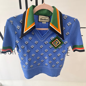 Top in lana Gucci Garden blu