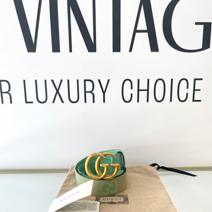 Cintura GG Marmont Jumbo beige/verde menta 4 cm Gucci