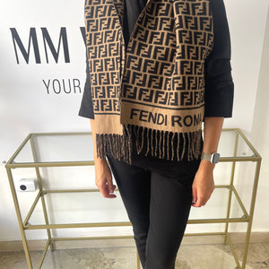 Sciarpa FF nero/tabacco Fendi