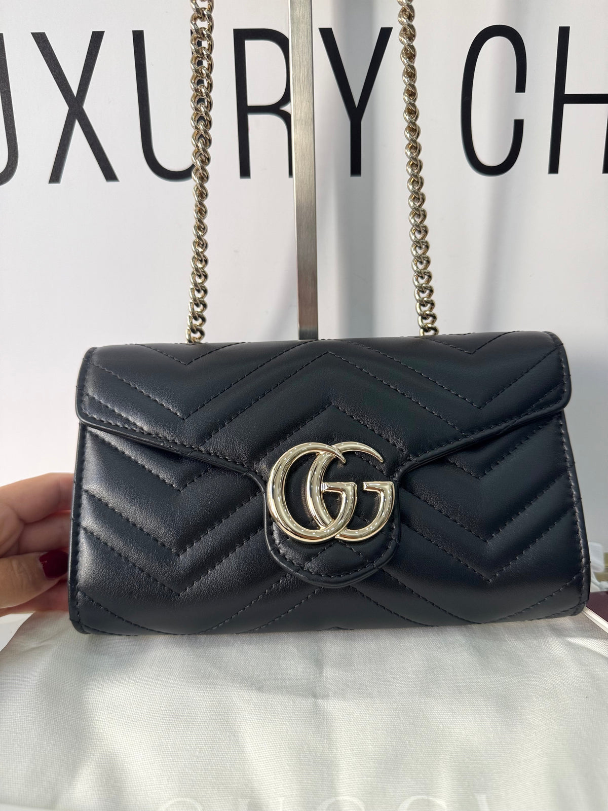 Wallet On Chain Marmont GG hw oro Gucci