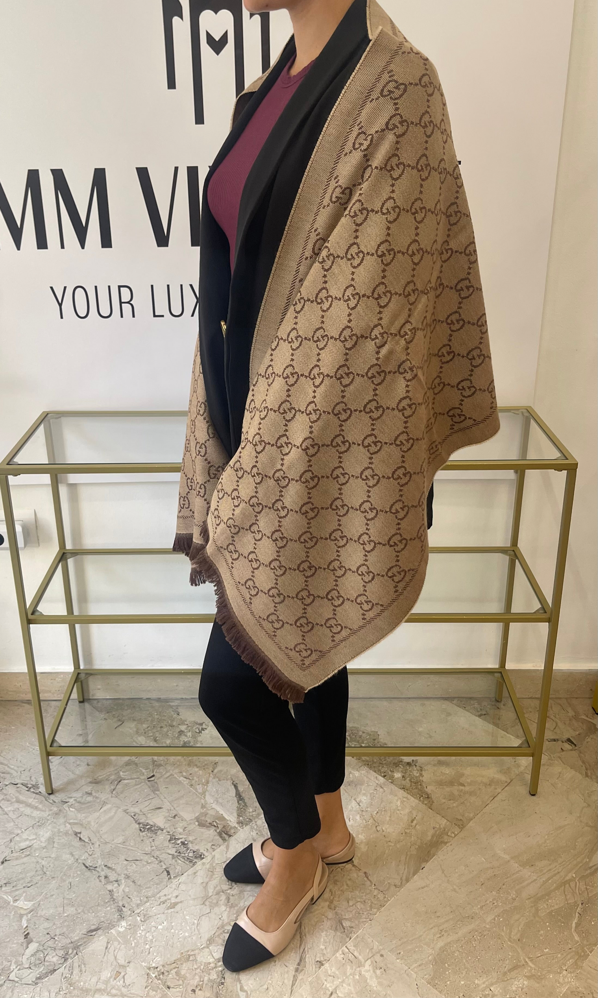 Sciarpa GG jacquard sabbia/marrone Gucci