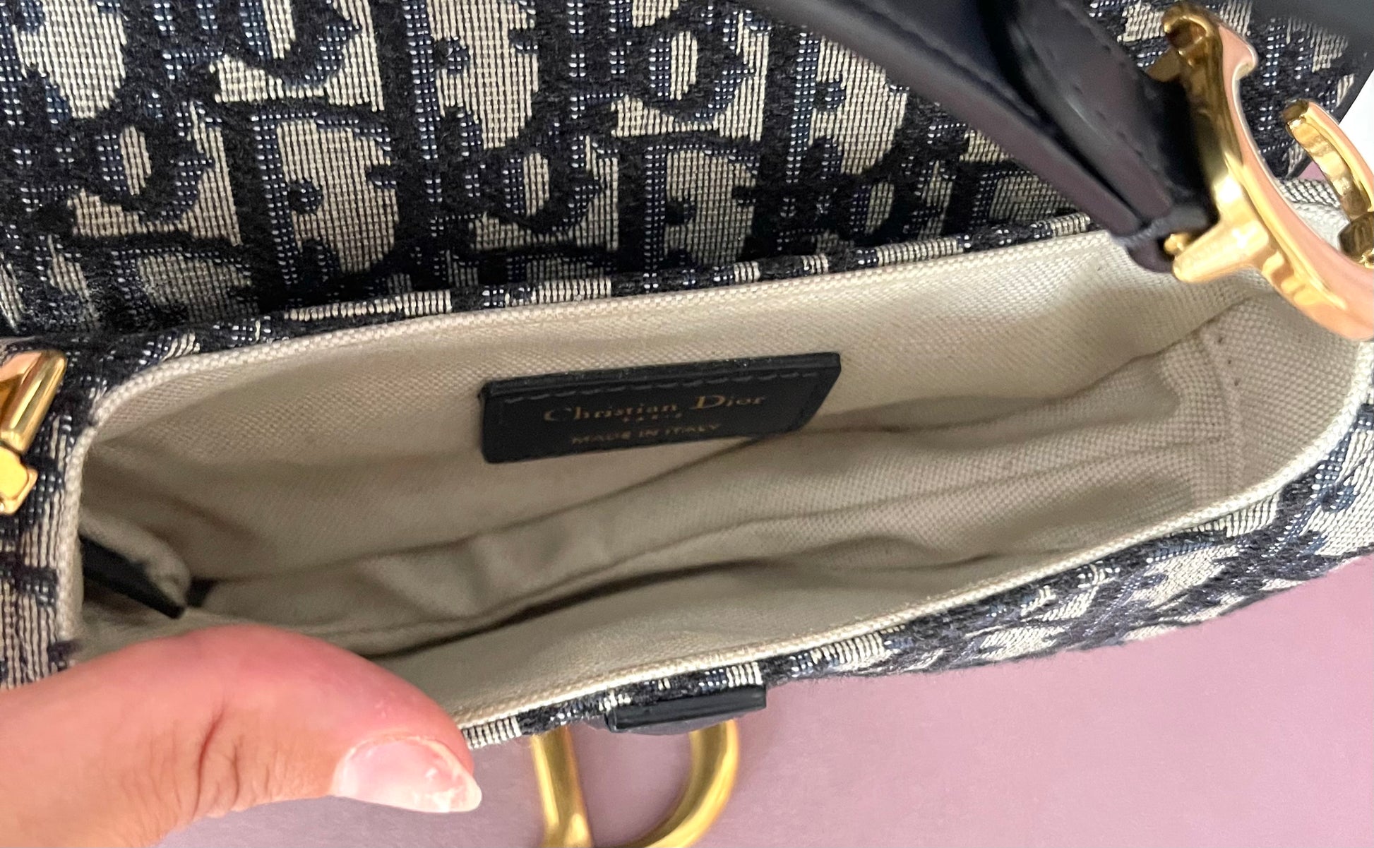 Borsa Mini Saddle Jacquard blu Dior