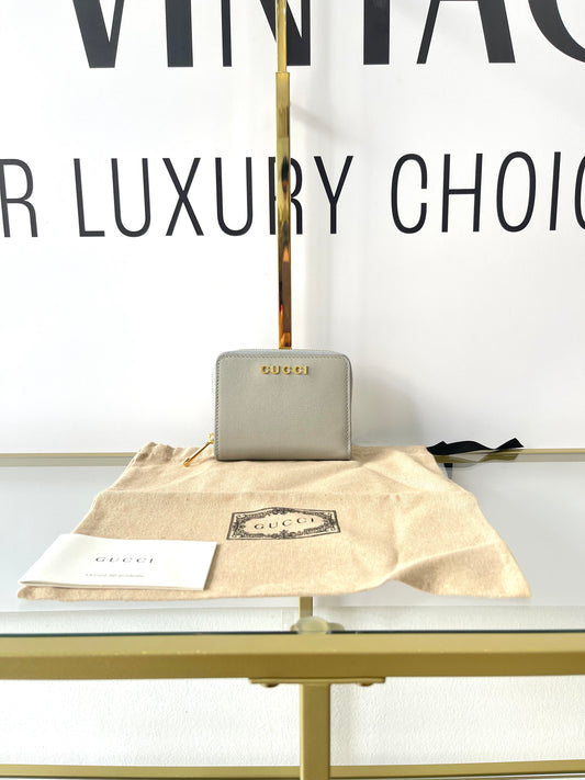 Portafoglio con logo Gucci grigio chiaro