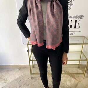 Sciarpa con motivo GG Jacquard rosa Gucci