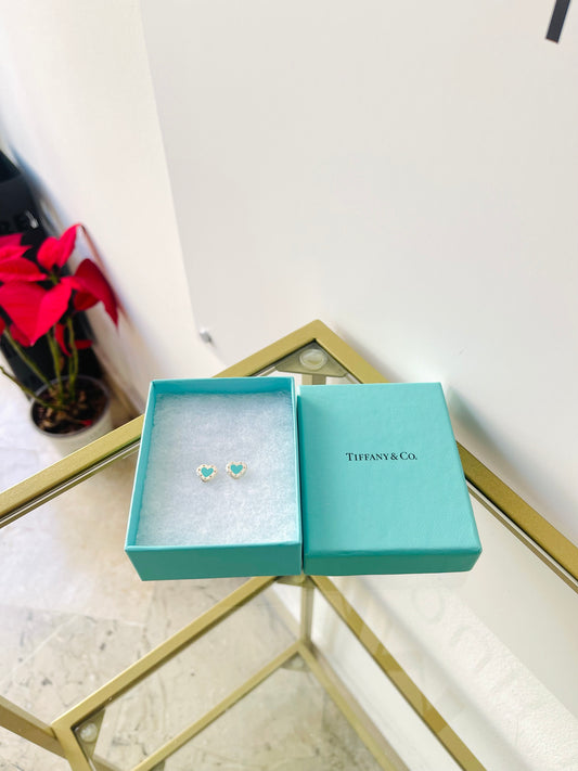 Orecchini a cuore mini Love Tiffany Blue