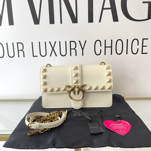 Borsa Love One Pinko in pelle borchie bianco