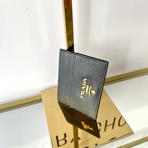 Portacarte in Saffiano nero Prada