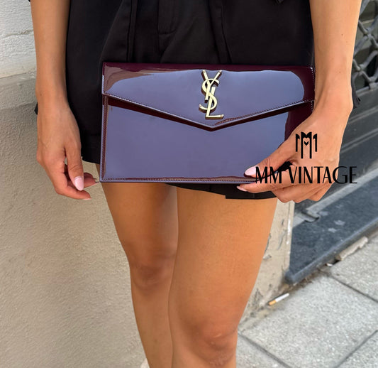 Pochette Uptown in pelle verniciata Saint Laurent