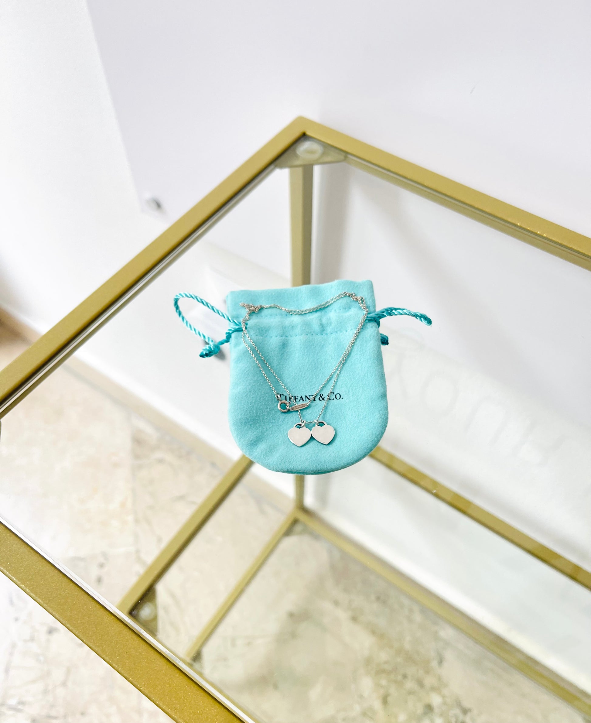 Girocollo cuori mini smaltato verde Tiffany