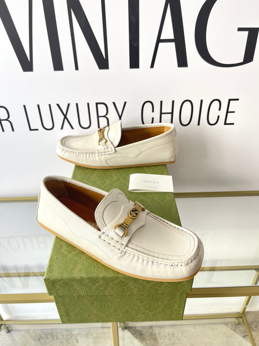Mocassino in pelle avorio Gucci