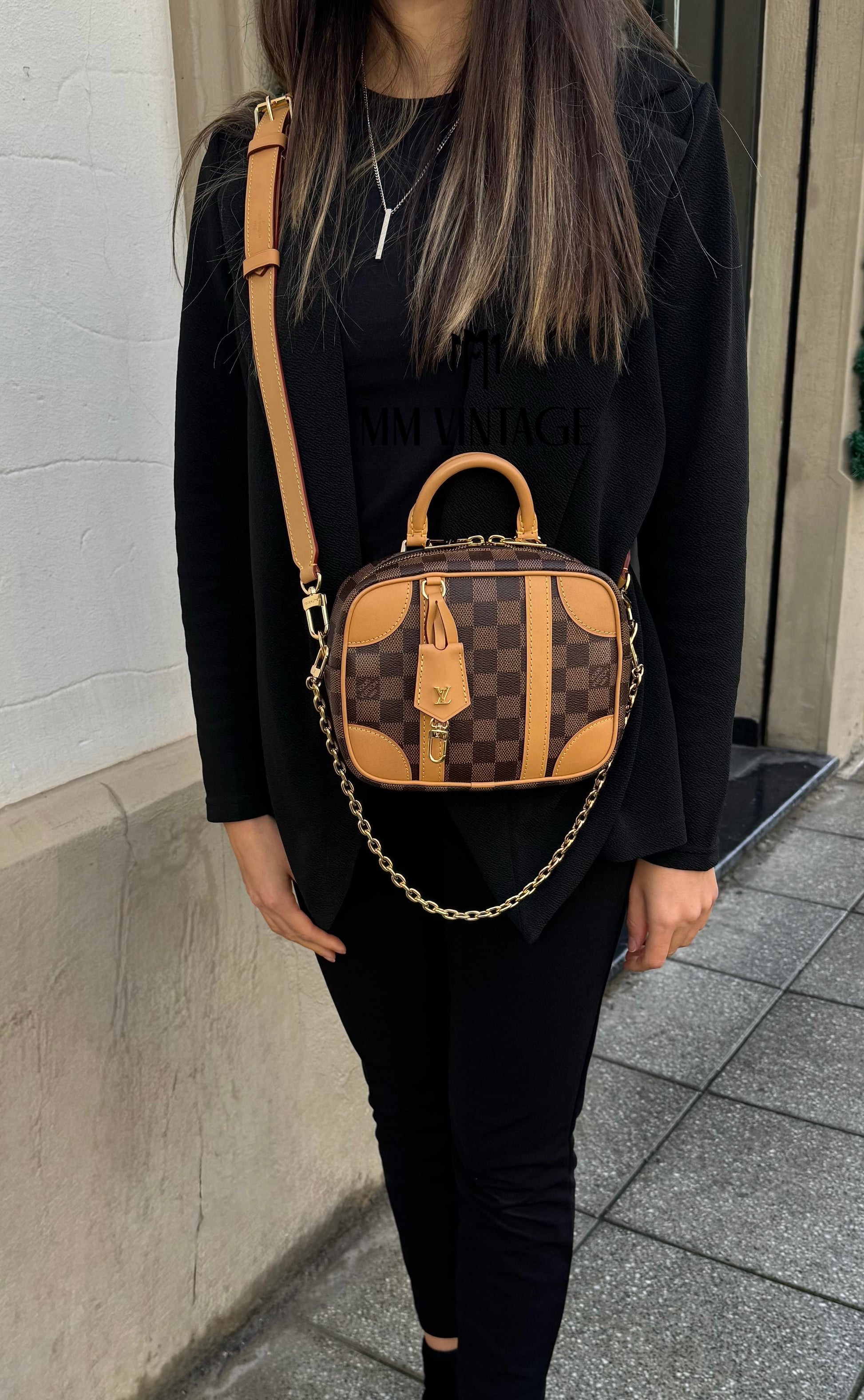 Borsa Valisette Souple BB Damier Ebène Louis Vuitton