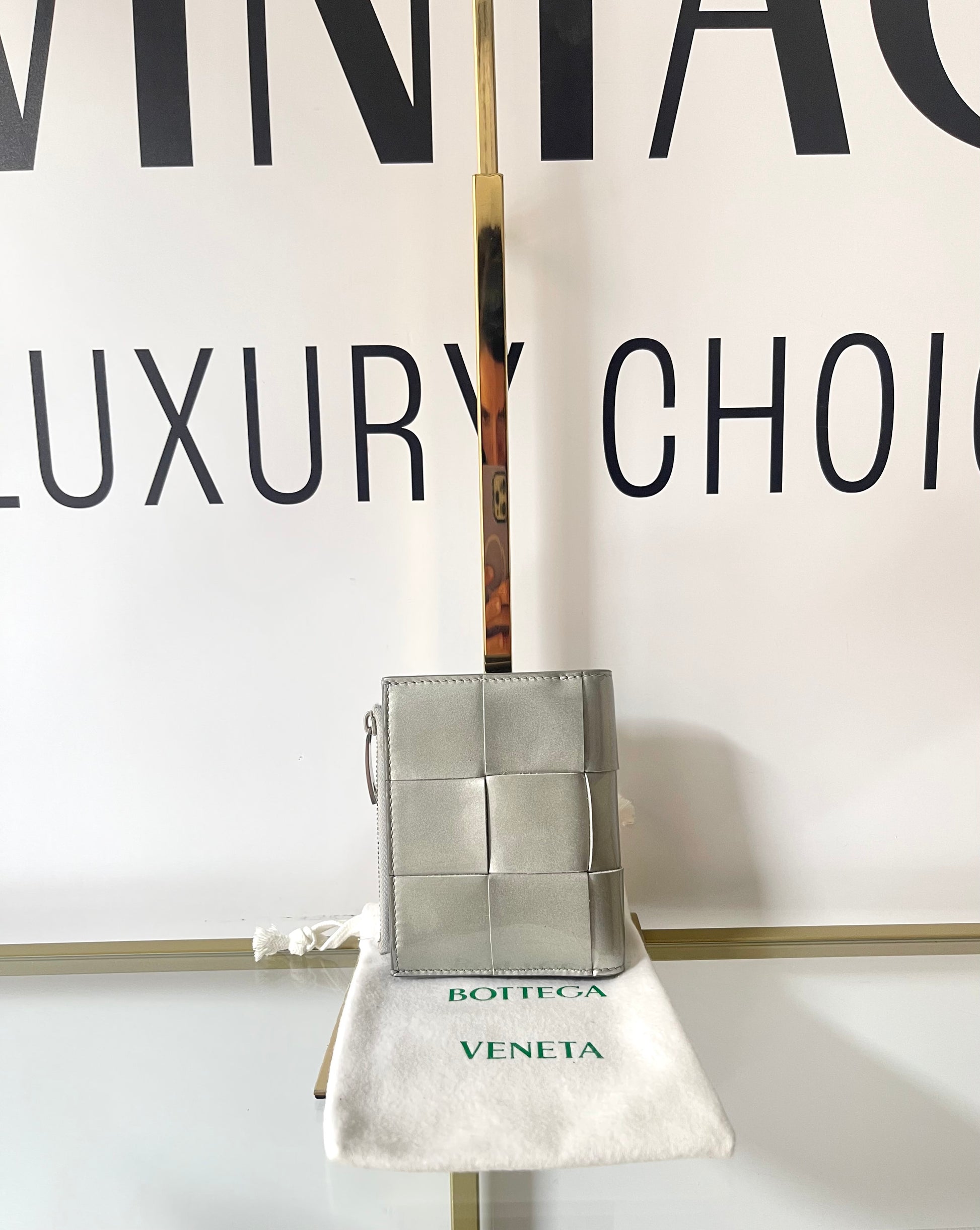 Portafoglio Cassette compatto argento Bottega Veneta