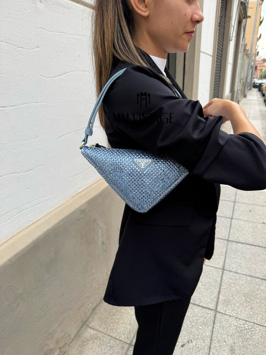 Borsa Triangle con cristalli Prada