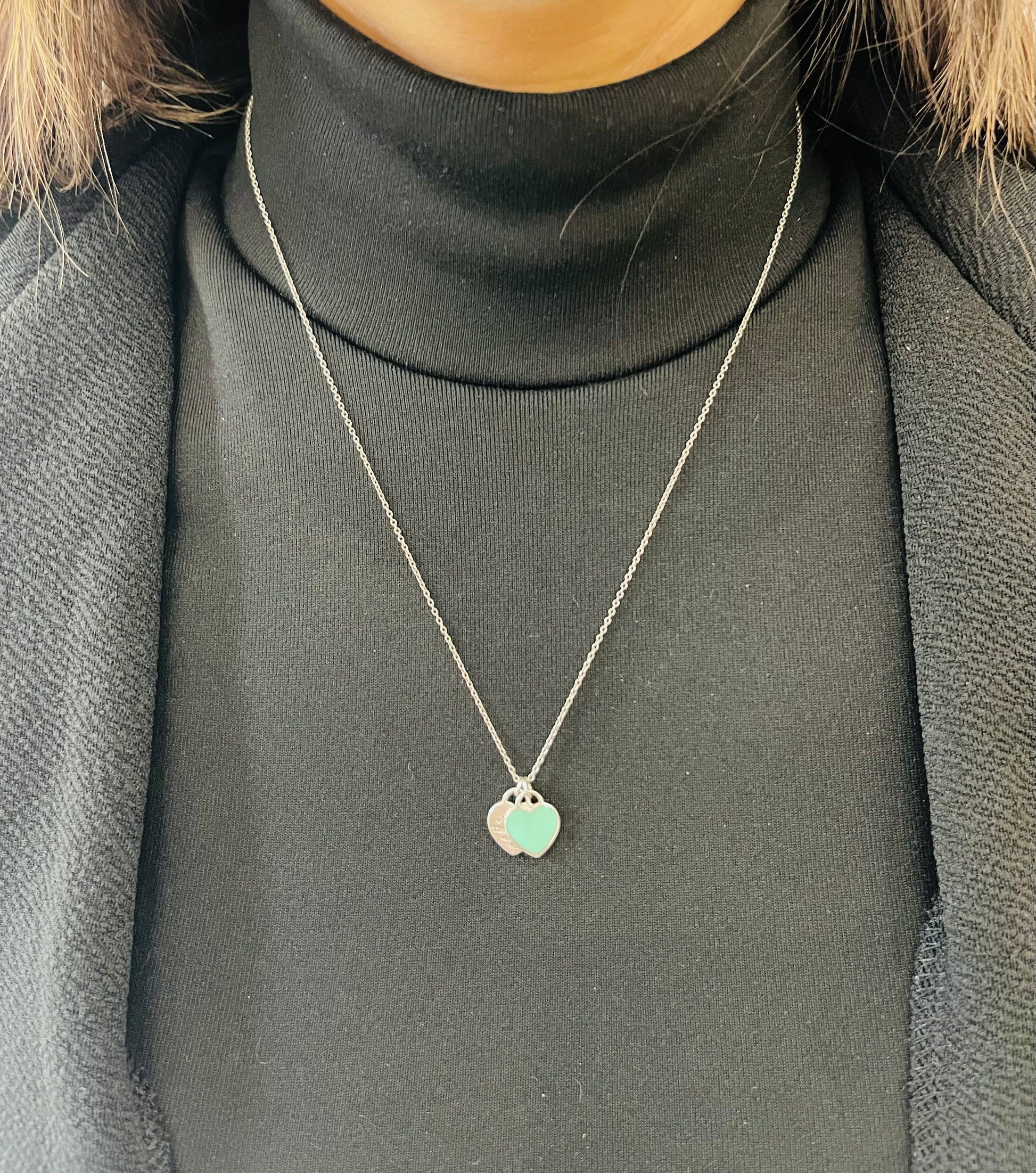 Girocollo cuori mini smaltato verde Tiffany