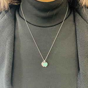 Girocollo cuori mini smaltato verde Tiffany