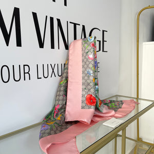 Stola in twill di seta Flora Gucci