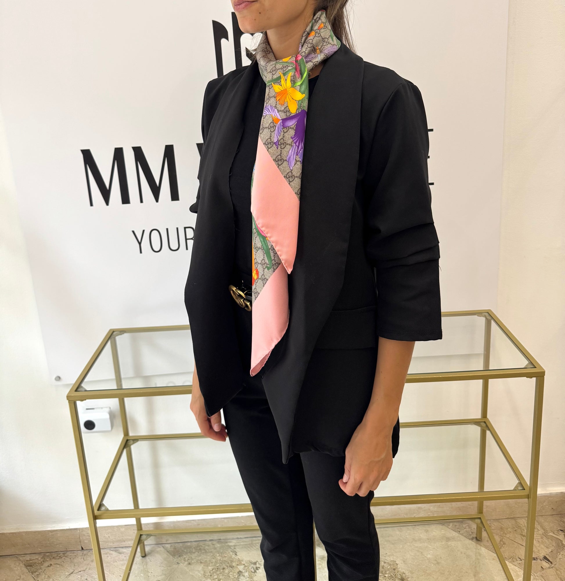 Stola in twill di seta Flora Gucci