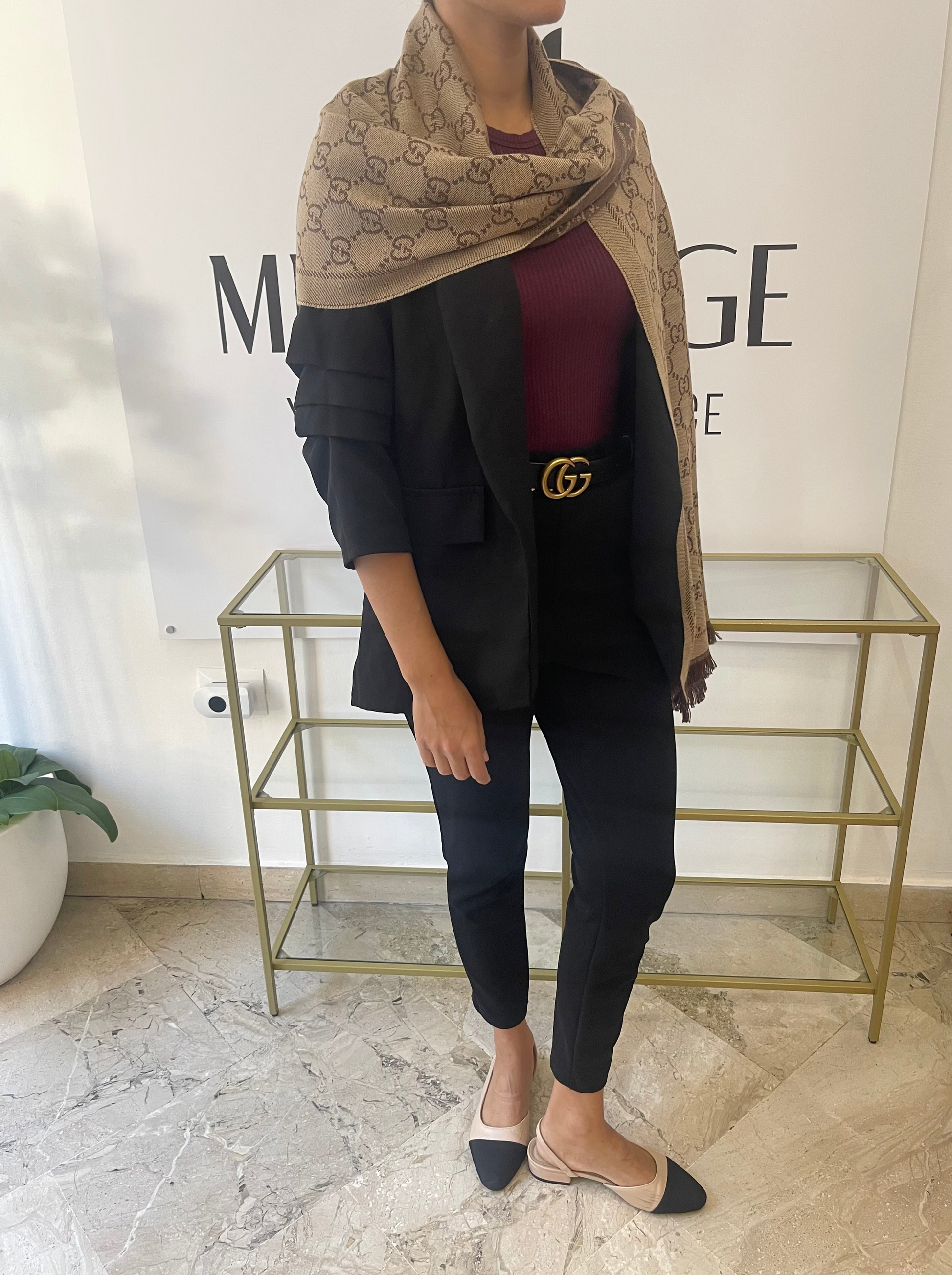 Sciarpa GG jacquard sabbia/marrone Gucci