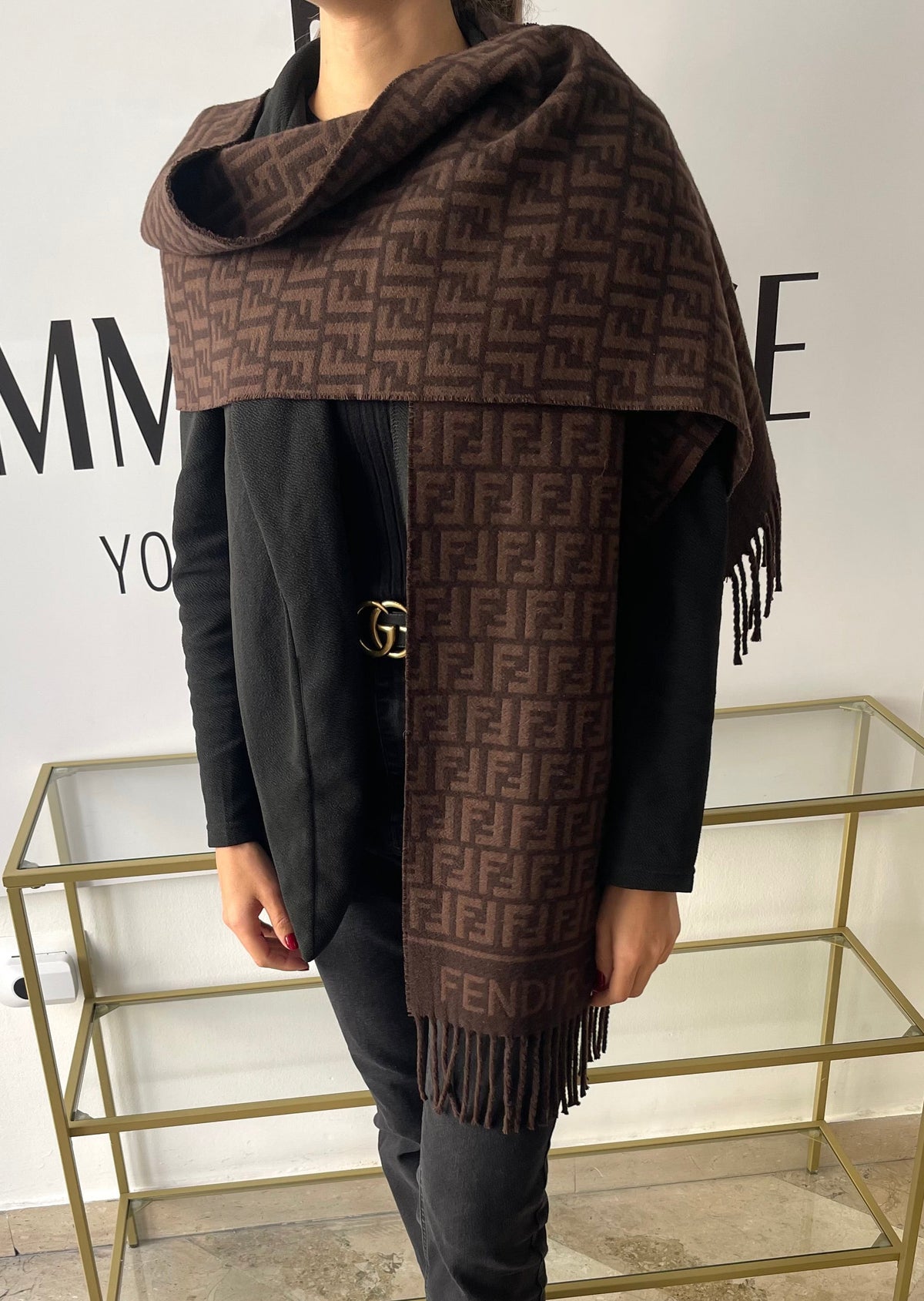 Sciarpa con motivo FF Jacquard Fendi