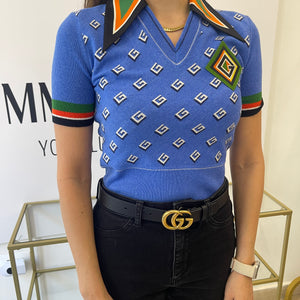 Top in lana Gucci Garden blu