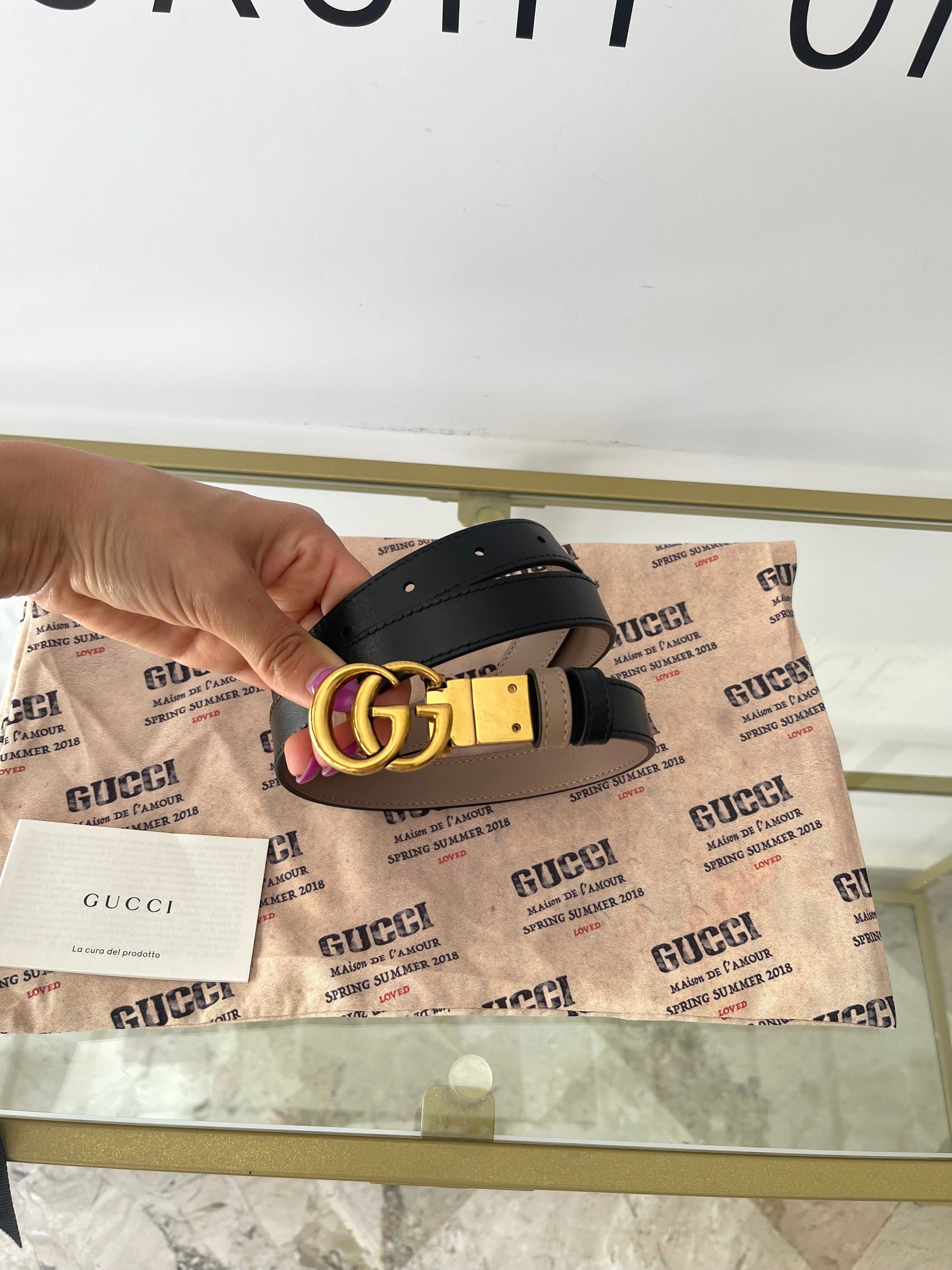 Cintura reversibile GG Marmont 2 cm Gucci
