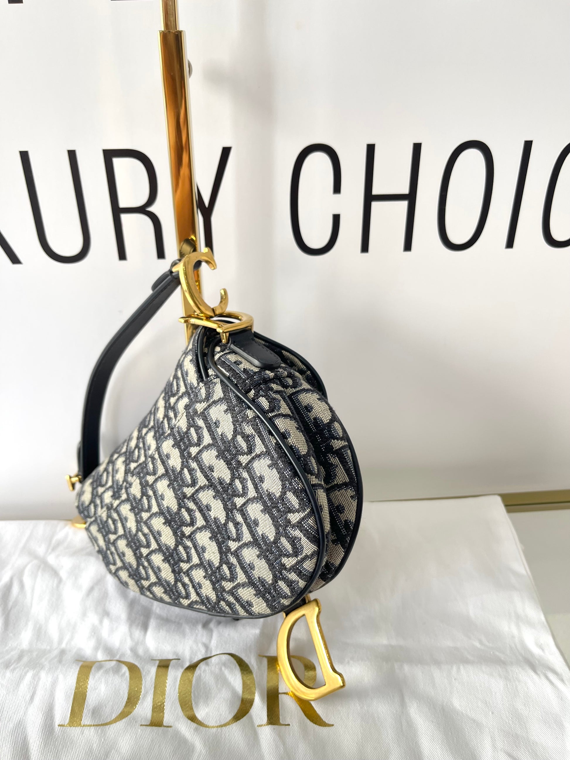 Borsa Mini Saddle Jacquard blu Dior