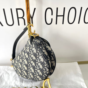 Borsa Mini Saddle Jacquard blu Dior