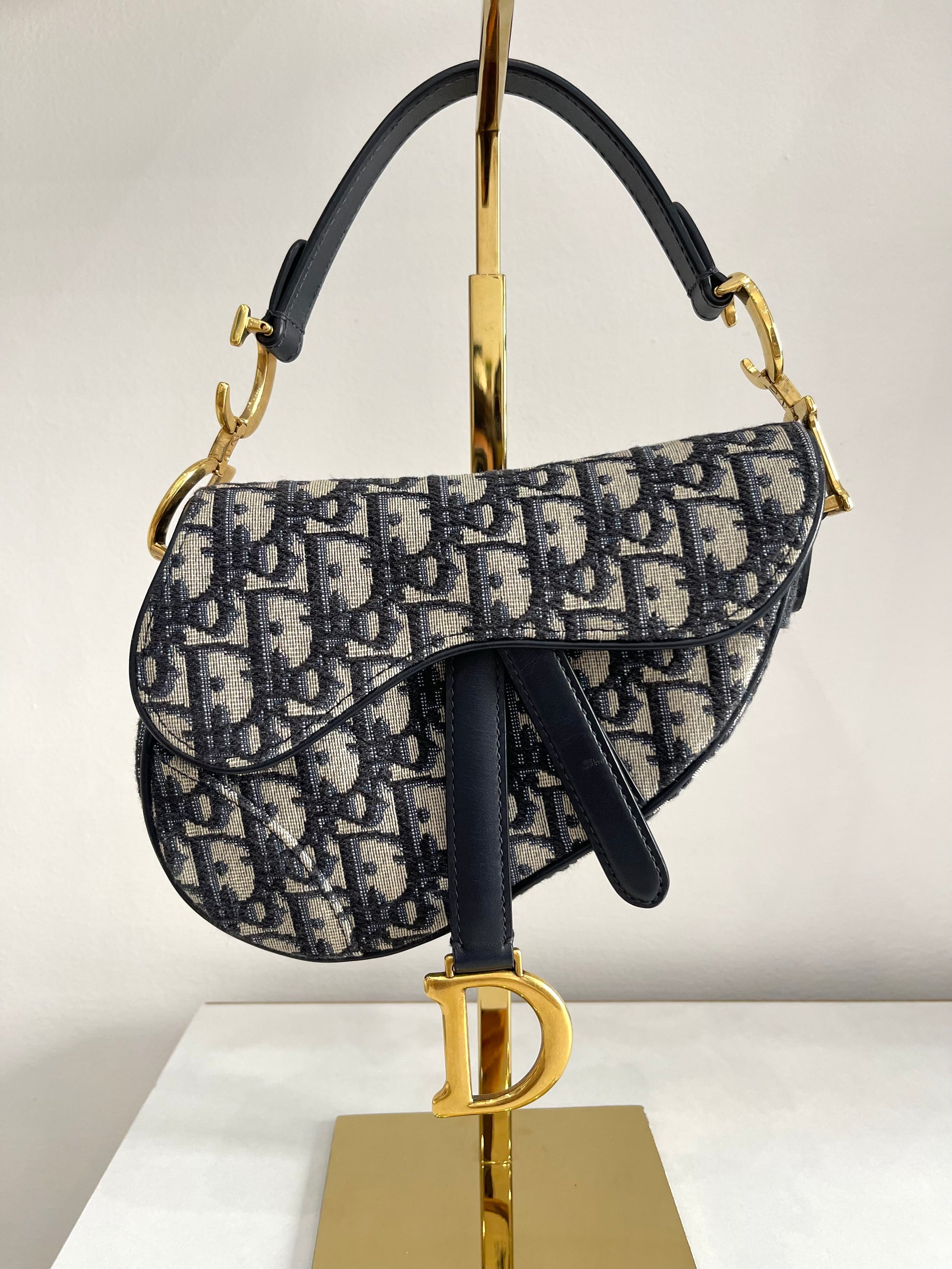 Borsa Mini Saddle Jacquard blu Dior