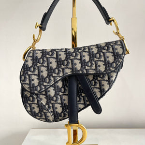 Borsa Mini Saddle Jacquard blu Dior