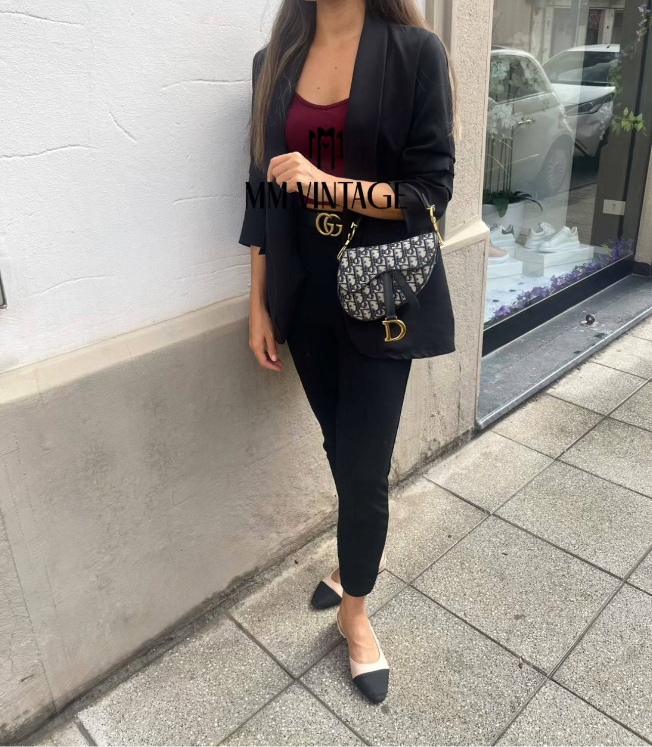 Borsa Mini Saddle Jacquard blu Dior