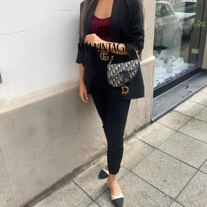 Borsa Mini Saddle Jacquard blu Dior