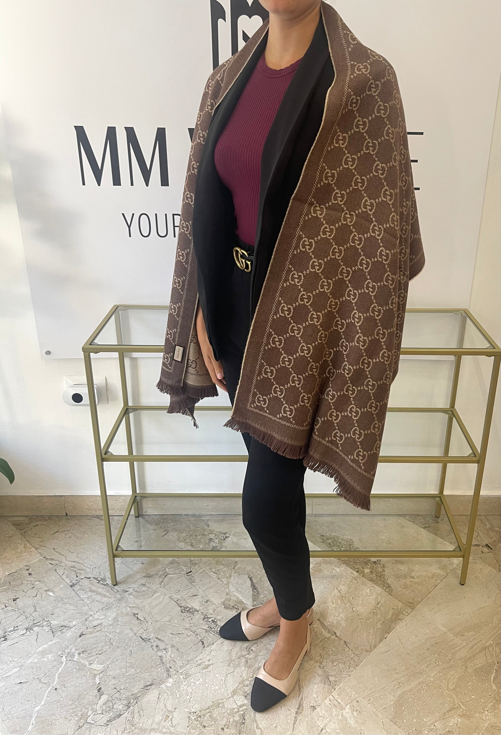 Sciarpa GG jacquard sabbia/marrone Gucci