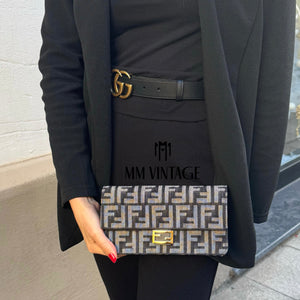 Wallet On Chain Baguette in denim Fendi