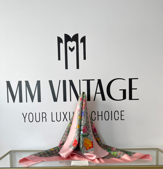 Stola in twill di seta Flora Gucci