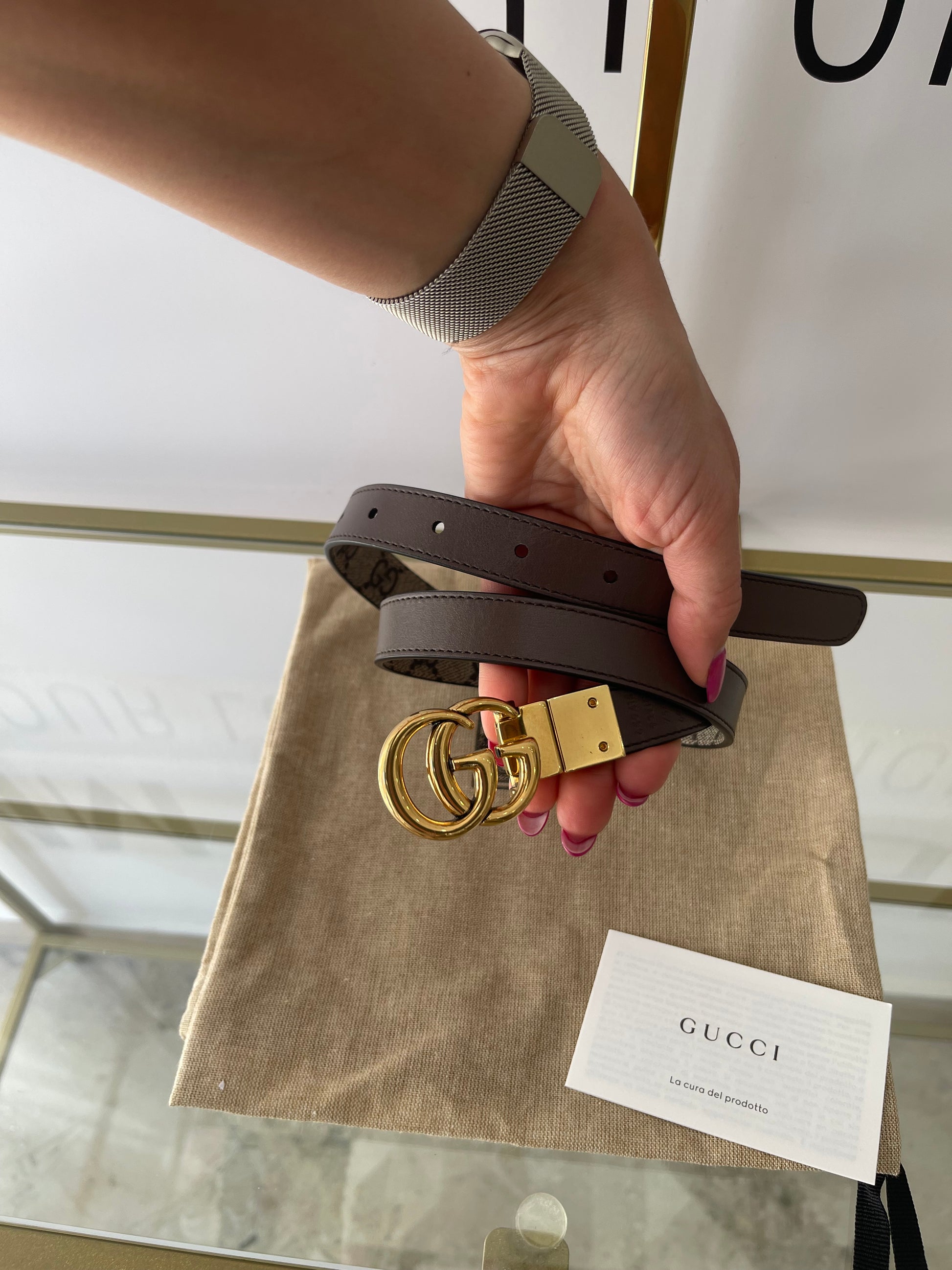 Cintura reversibile GG Marmont Supreme 2 cm Gucci