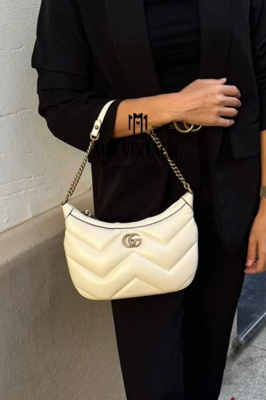 Borsa a spalla Gucci Marmont Bianca