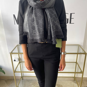 Sciarpa GG jacquard grigio antracite Gucci