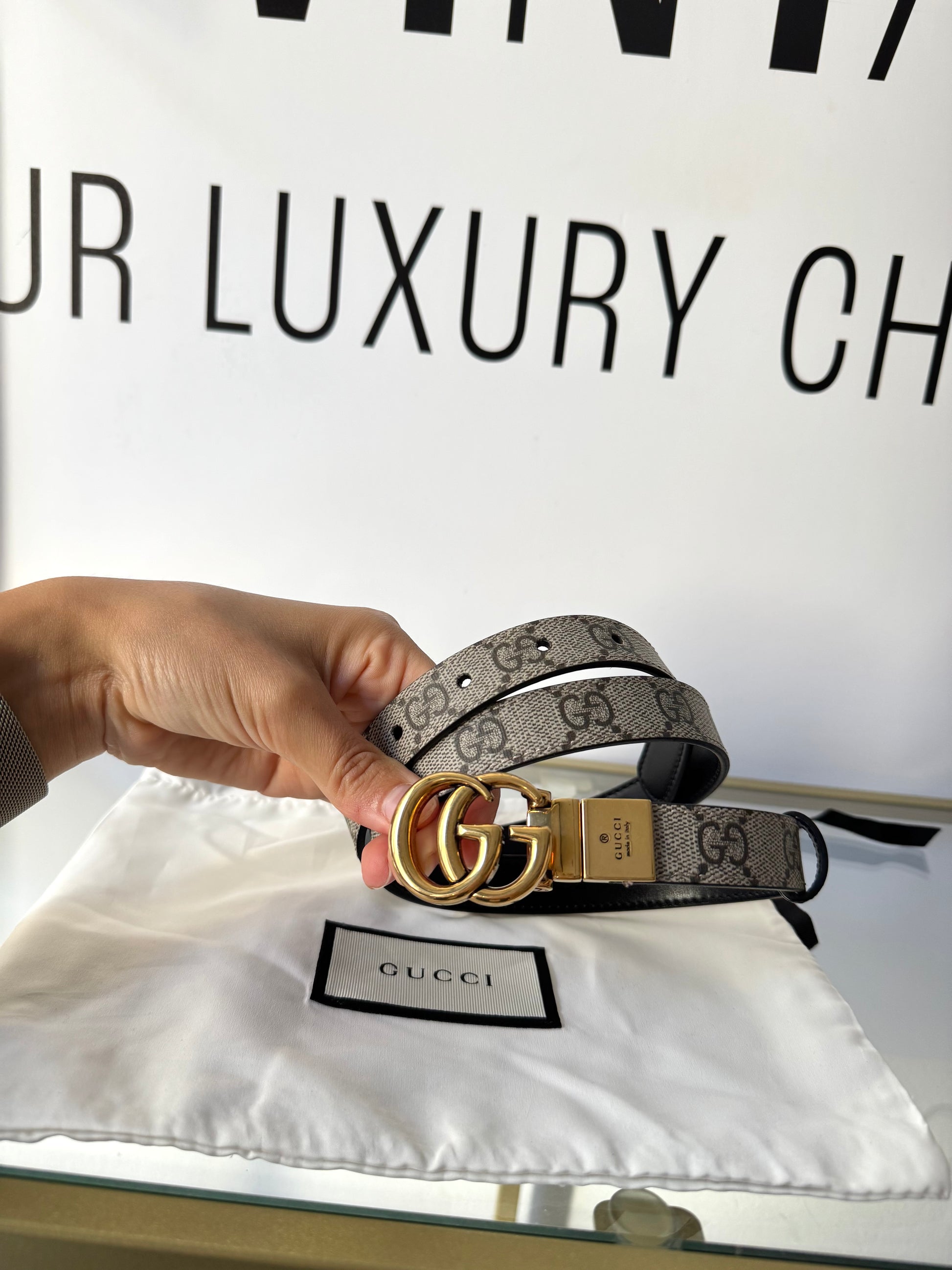 Cintura reversibile GG Marmont Supreme 2 cm Gucci