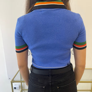 Top in lana Gucci Garden blu