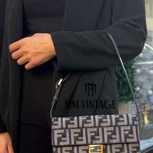 Wallet On Chain Baguette in denim Fendi