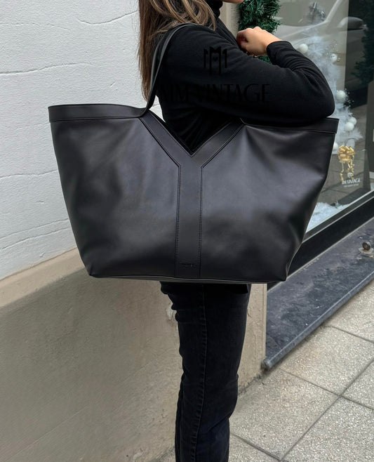 Tote Bag Y maxi in pelle martellata Saint Laurent