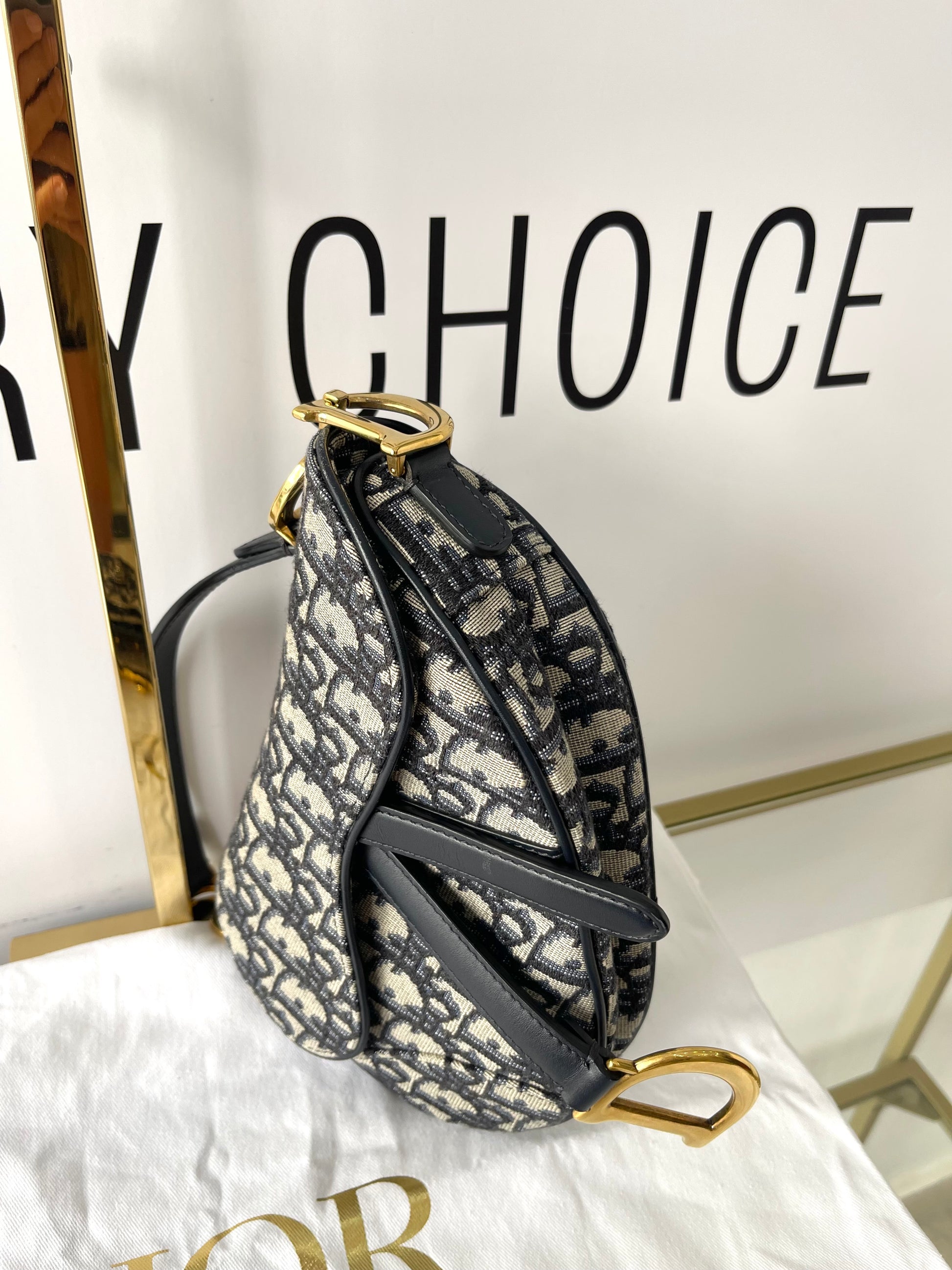 Borsa Mini Saddle Jacquard blu Dior