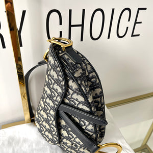 Borsa Mini Saddle Jacquard blu Dior