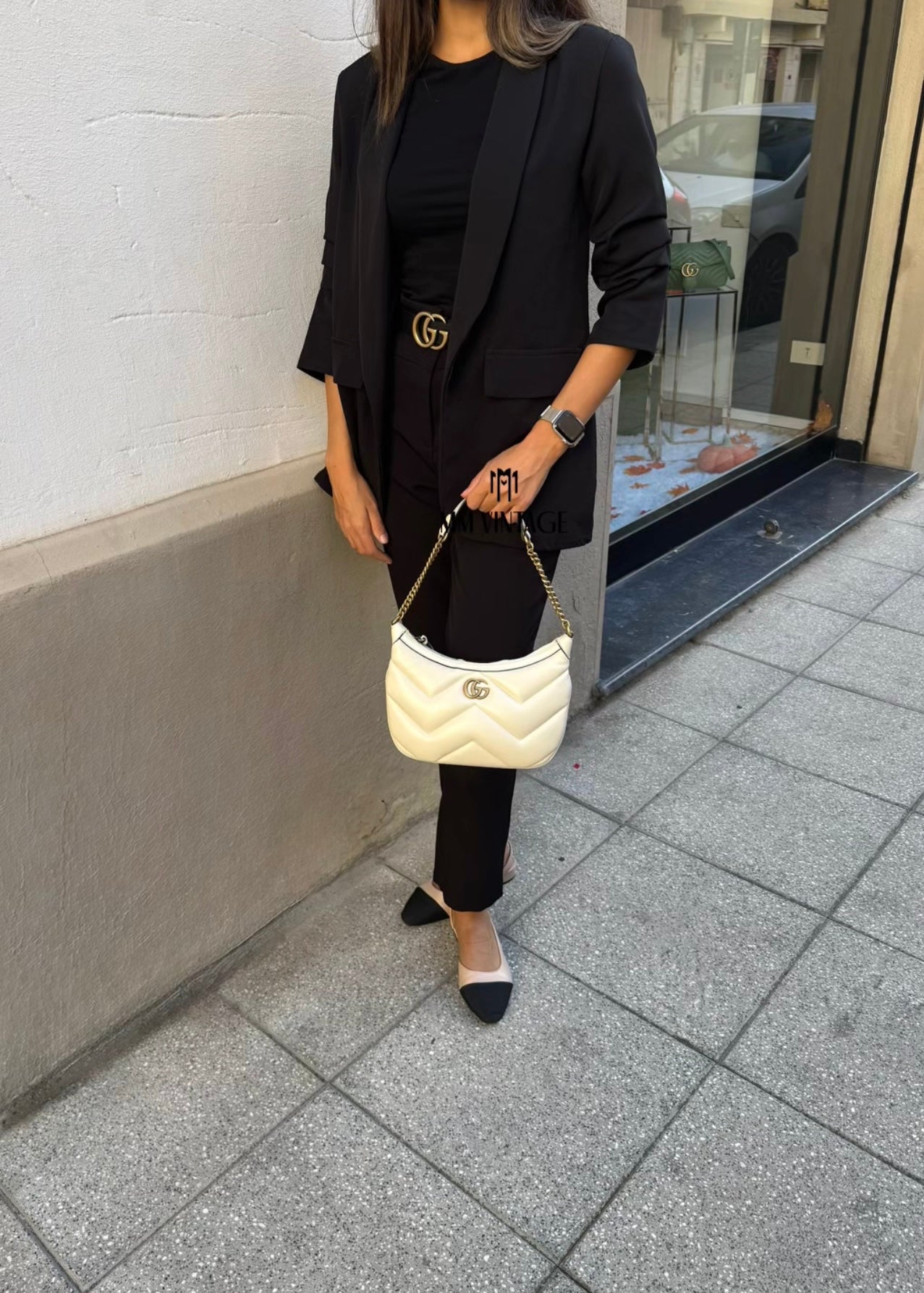 Borsa a spalla Gucci Marmont Bianca