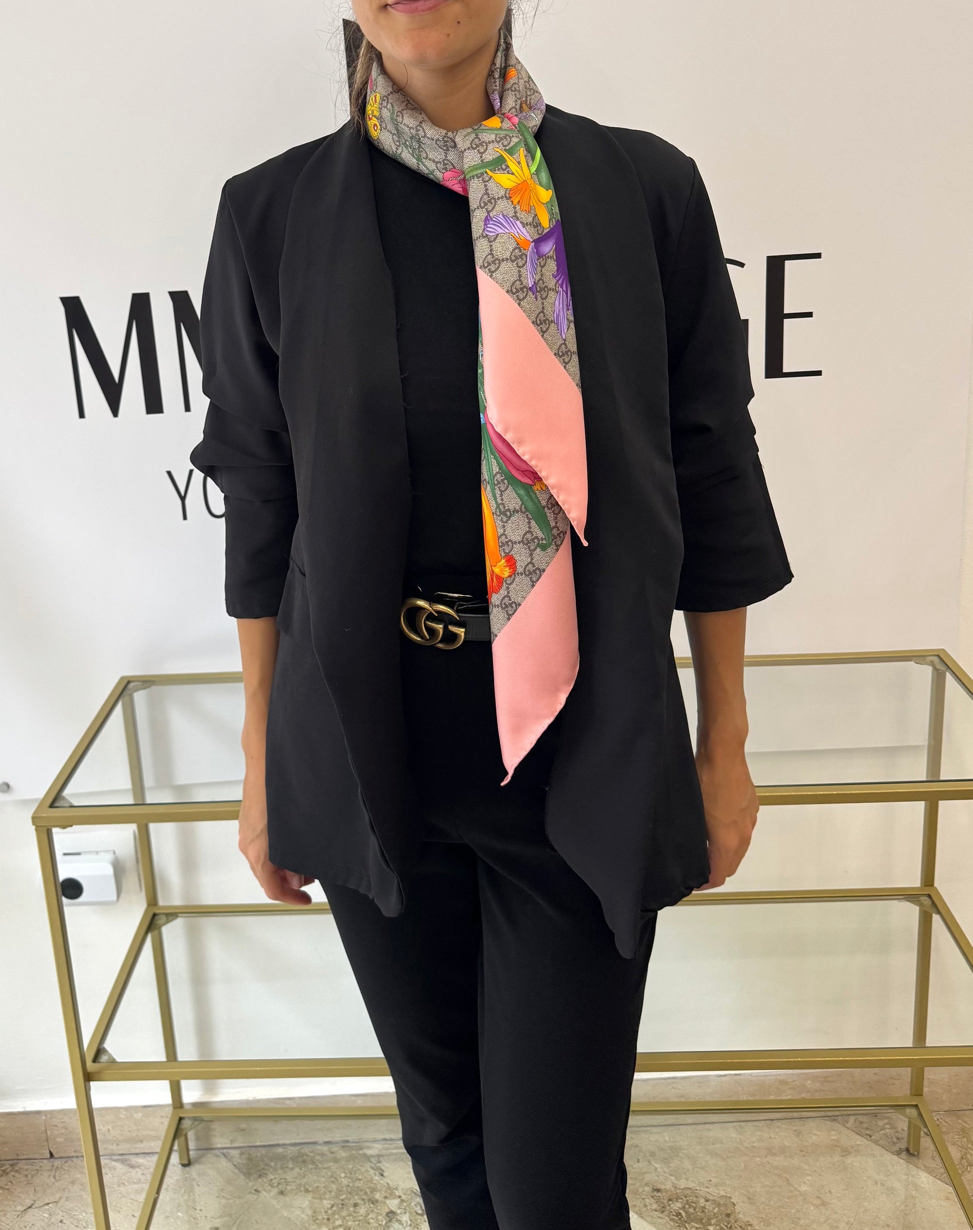 Stola in twill di seta Flora Gucci