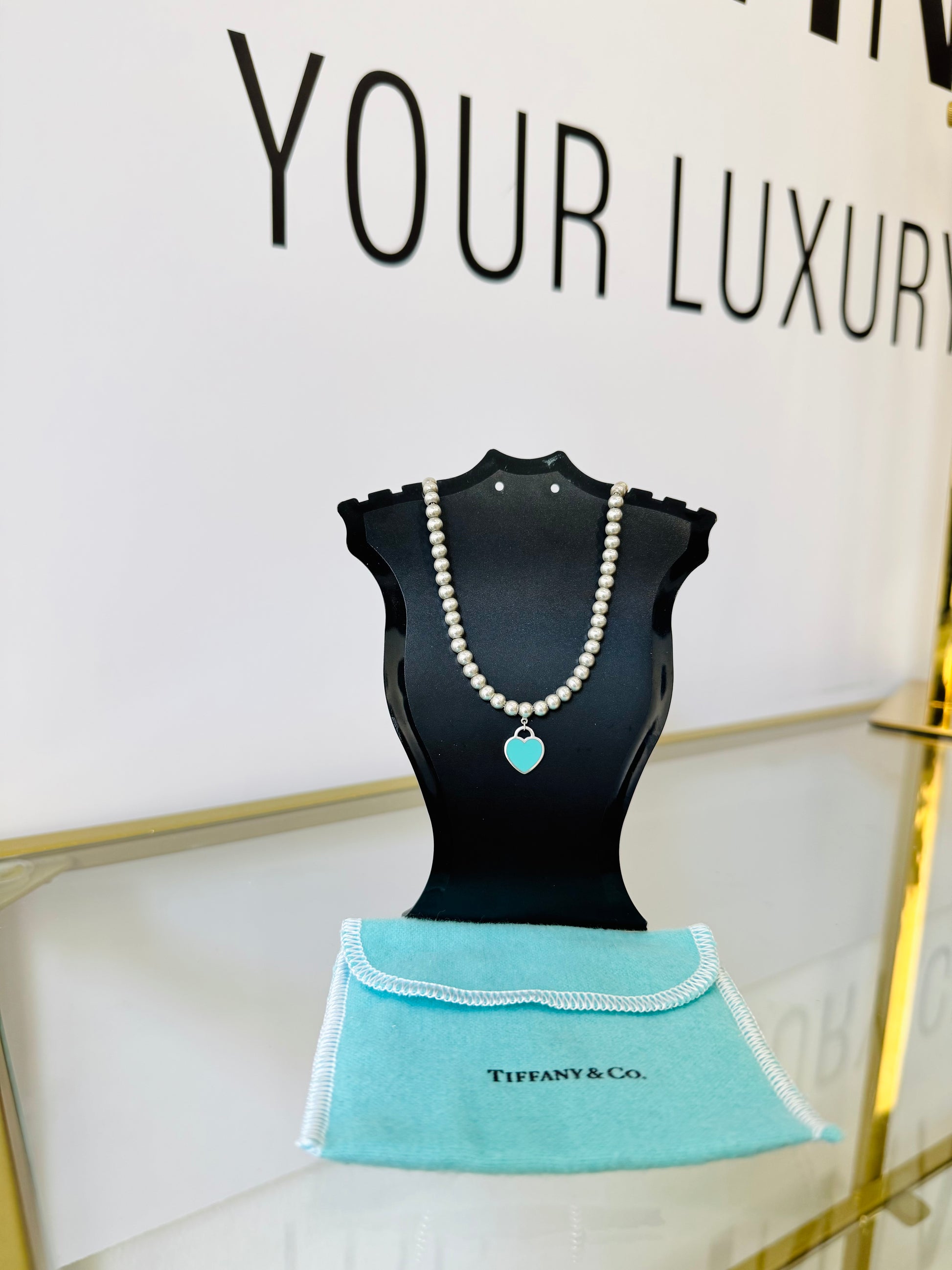 Collana Bead  cuore mini smaltato Tiffany