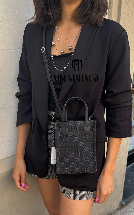Borsa Mini Tote Ophidia GG in denim Gucci