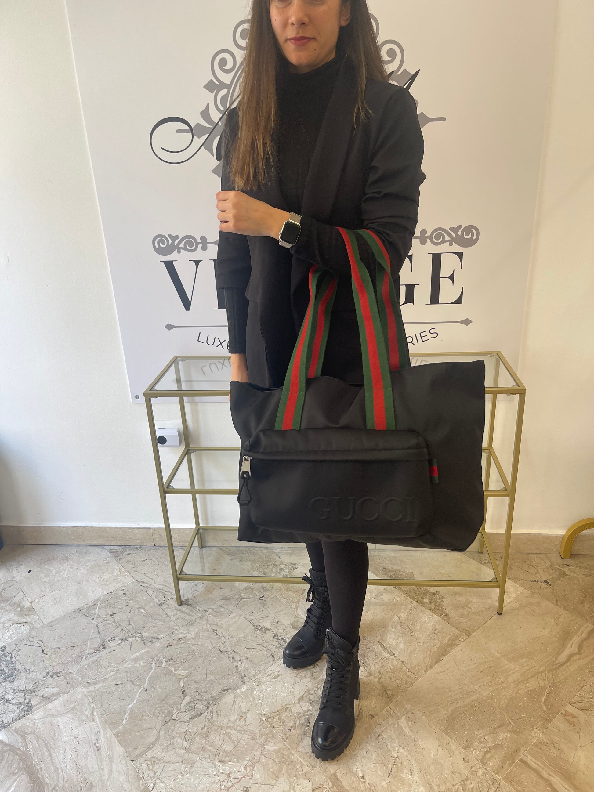 Borsa Shopping in nylon Gucci